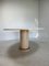Round Travertine Dining Table with Yellow Marble and Brass Inlay, Image 6