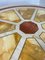 Tavolo da pranzo rotondo in travertino con intarsio in marmo giallo e ottone, Immagine 8