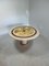 Round Travertine Dining Table with Yellow Marble and Brass Inlay 10