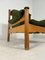 Vintage Oak Brutalist Armchair with Poof in Original Green Ribbled Fabric, Set of 2, Image 7