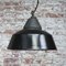 Vintage Industrial Black Enamel Cast Iron Clear Glass Hanging Lights 4