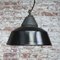 Vintage Industrial Black Enamel Cast Iron Clear Glass Hanging Lights, Image 4