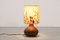 Mid-Century Ceramic Table Lamp with Dried Floral Hood, 1960s 2