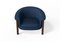Moderner Agnes Armlehnstuhl aus Nussholz und blauem Wollstoff von Javier Gomez 6