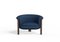 Modern Agnes Armchair in Walnut and Blue Wool Fabric by Javier Gomez 2