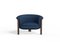 Modern Agnes Armchair in Walnut and Blue Wool Fabric by Javier Gomez, Image 2