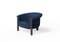 Modern Agnes Armchair in Walnut and Blue Wool Fabric by Javier Gomez 1