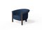 Modern Agnes Armchair in Walnut and Blue Wool Fabric by Javier Gomez, Image 1