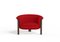 Modern Agnes Armchair in Walnut and Red Wool Fabric by Javier Gomez 2