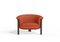 Modern Agnes Armchair in Walnut and Salmon Wool Fabric by Javier Gomez 2