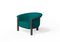 Modern Agnes Armchair in Walnut and Teal Wool Fabric by Javier Gomez 1