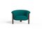 Modern Agnes Armchair in Walnut and Teal Wool Fabric by Javier Gomez 2