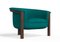 Modern Agnes Armchair in Walnut and Teal Wool Fabric by Javier Gomez, Image 4