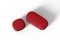Modern Gentle Small Pouf in Red Fabric and Bronze Metal by Javier Gomez 4