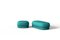 Modern Gentle Small Pouf in Teal Fabric and Bronze Metal by Javier Gomez 3