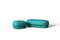 Modern Gentle Small Pouf in Teal Fabric and Bronze Metal by Javier Gomez 2