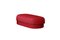 Modern Gentle Big Pouf in Red Fabric and Bronze Metal by Javier Gomez 1