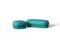Modern Gentle Big Pouf in Teal Fabric and Bronze Metal by Javier Gomez 3