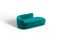 Modern Gentle Daybed in Teal Velvet and Bronze Metal by Javier Gomez, Image 1