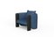 Modern Sunset Armchair in Blue Fabric and Black Stained Ash by Javier Gomez 1