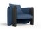 Modern Sunset Armchair in Blue Fabric and Black Stained Ash by Javier Gomez, Image 4