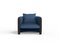 Modern Sunset Armchair in Blue Fabric and Black Stained Ash by Javier Gomez 2