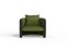 Moderner Sunset Armlehnstuhl aus grünem Stoff und schwarz gebeizter Esche von Javier Gomez 2