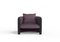 Modern Sunset Armchair in Purple Fabric and Black Stained Ash by Javier Gomez 2