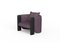 Modern Sunset Armchair in Purple Fabric and Black Stained Ash by Javier Gomez 1