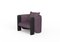 Modern Sunset Armchair in Purple Fabric and Black Stained Ash by Javier Gomez, Image 1