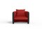 Moderner Sunset Armlehnstuhl aus rotem Stoff und schwarz gebeizter Esche von Javier Gomez 2