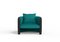 Modern Sunset Armchair in Teal Fabric and Black Stained Ash by Javier Gomez 2