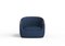 Modern Bubble Armchair in Blue Boucle and Walnut by Javier Gomez 2