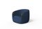 Modern Bubble Armchair in Blue Boucle and Walnut by Javier Gomez 1