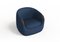 Butaca Bubble moderna de nogal y azul boucle de Javier Gomez, Imagen 3
