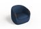 Modern Bubble Armchair in Blue Boucle and Walnut by Javier Gomez 3