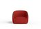 Modern Bubble Armchair in Red Boucle and Walnut by Javier Gomez 2