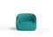 Modern Bubble Armchair in Teal Boucle and Walnut by Javier Gomez 2