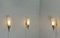 Lampade da parete in ottone e vetro, anni '50, set di 3, Immagine 2
