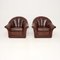 Vintage Leather Scallop Back Armchairs, 1970s, Set of 2 2