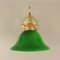 Jugendstil Messing Wandlampe mit Grünem Überfangglas, Wien, 1910er 2