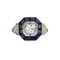 Platinum Ring with Diamonds and Sapphires, 2000s 3
