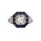 Platinum Ring with Diamonds and Sapphires, 2000s, Image 3