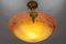 Art Nouveau FrenchBronze and Polychrome Glass Pendant Light from Degué, 1920s 9