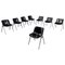 Italian Modern Black Plastic Chairs Modus SM 203 attributed to Borsani for Tecno, 1980s, Set of 8 1