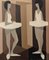 Modernist Ballerinas, 1950s, Oil Painting, Framed 11