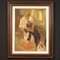 Italian Artist, Scene with Characters, 1970, Oil on Masonite, Framed 1