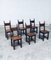 Brutalist Oak Dining Chairs, France, 1960s, Set of 6 1