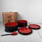 Japanese War Lacquerware Chabitsu Set, 1960s, Set of 4 3