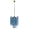 Lámpara de araña Tronchi de suspensión de cristal de Murano azul, Italia, años 90, Imagen 1
